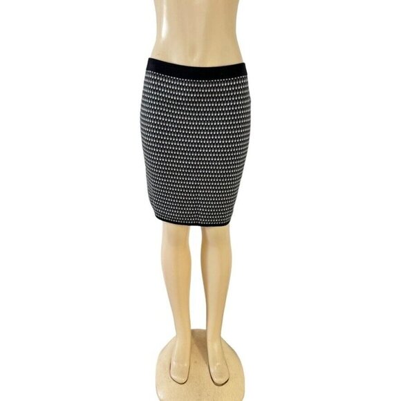 Willi Smith Stretch‎ Knit Straight Black Gray Diamond Print Skirt - Picture 2 of 9